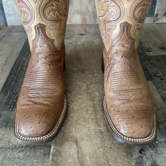 Lucchese CL1028 Ostrich Square Toe Western Cowboy Boots Mens 8.5 D - Picture 4 of 12